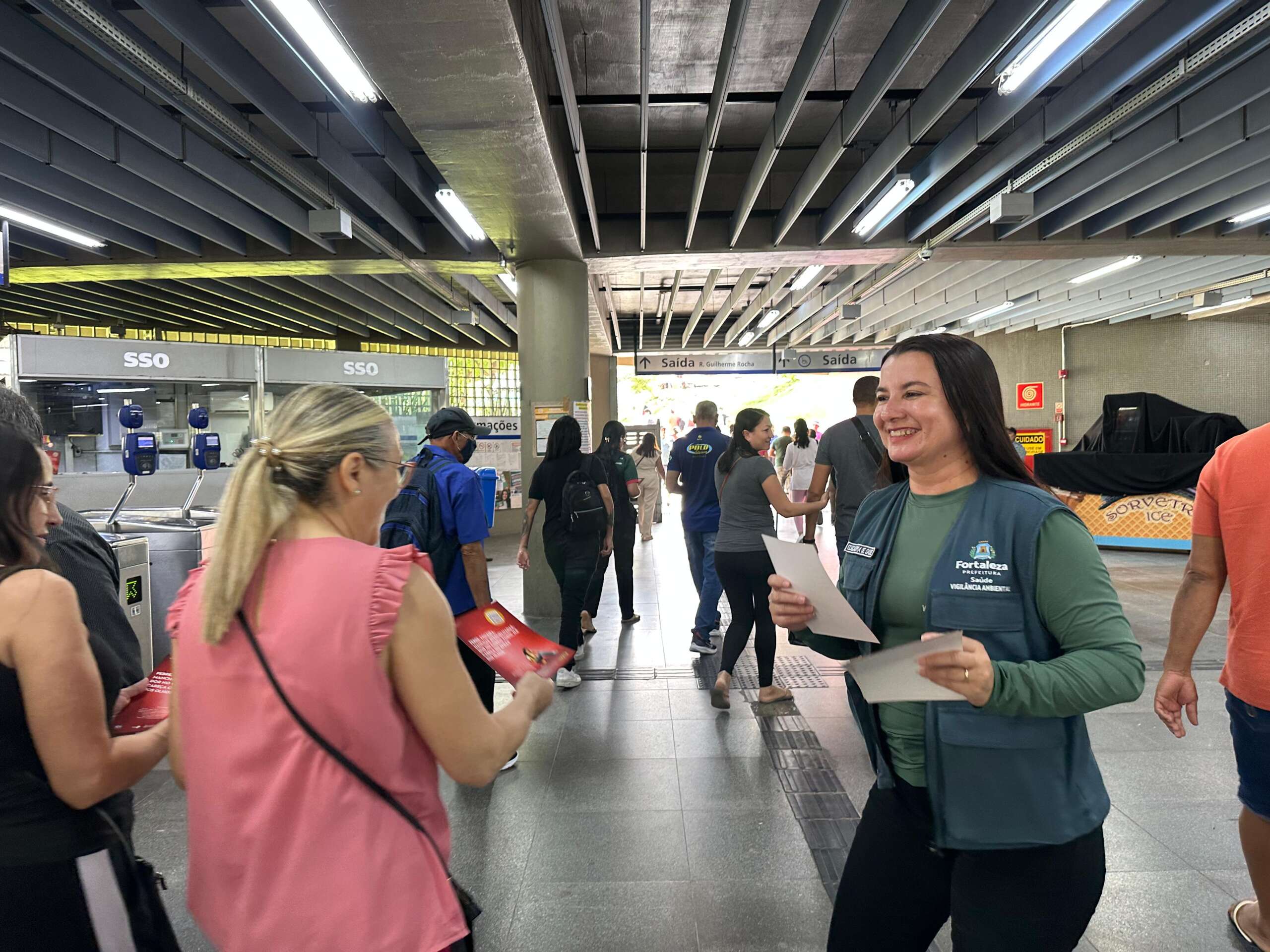 Ação contra arboviroses mobiliza público em estações e trens do Metrofor nesta quarta-feira